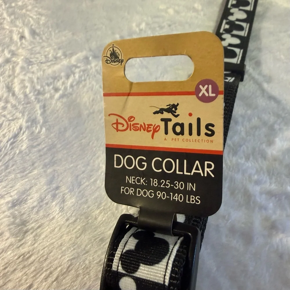 Disney Tails x-large dog collar - black and white Mickey Mouse heads - new